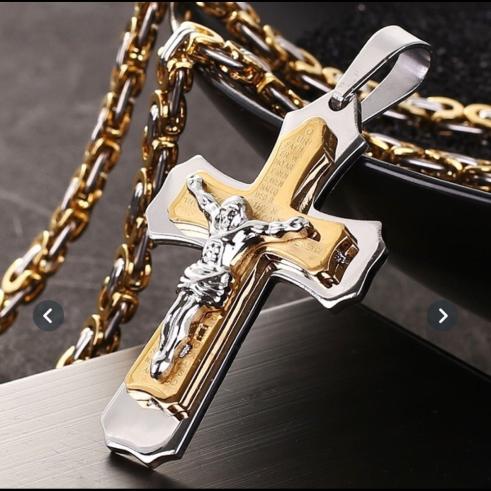 Stainless Steel The Lord’s Prayer Cross Necklace